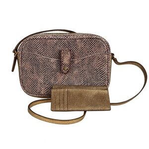 ✨ G.I.L.I. Snake Embossed Leather Rose Gold Crossbody Bag + Pouch ✨